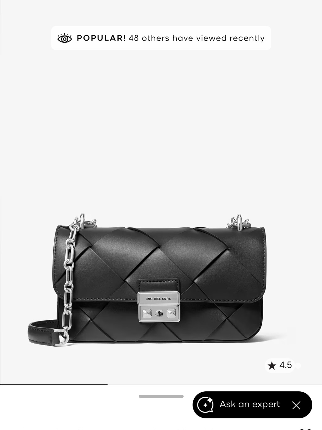 Michael Kors Black Woven Leather Chain Crossbody Bag